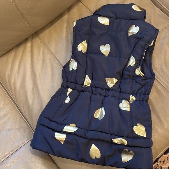 Adorable Gold Foil Heart Imoga Navy Puffer Vest with elastic waist 💙 size 4 - Picture 9 of 10